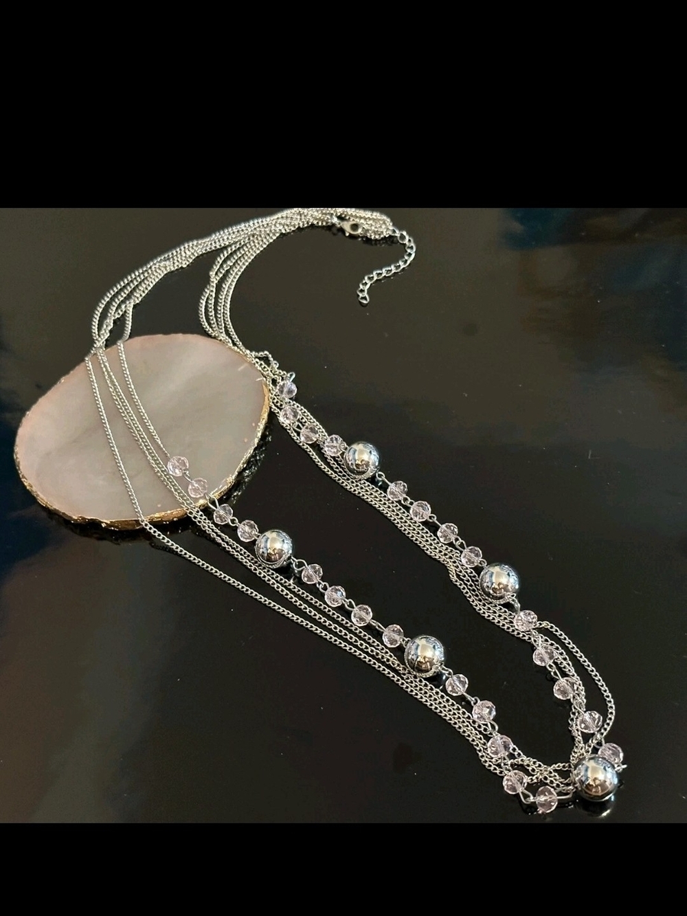 paparazzi Silver Multi-Strand Necklace with Clear Beads